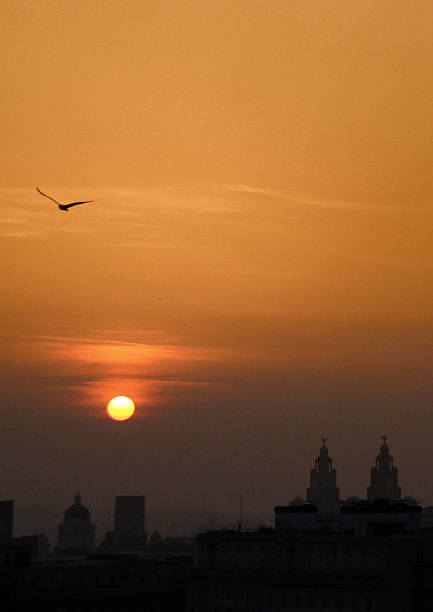 Liverpool Skyline tramonto - foto stock