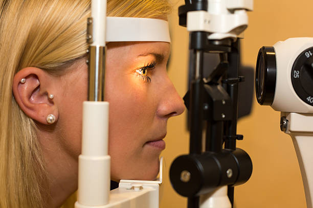 istock A female patient getting her eyes checked with a slit lamp 179024114