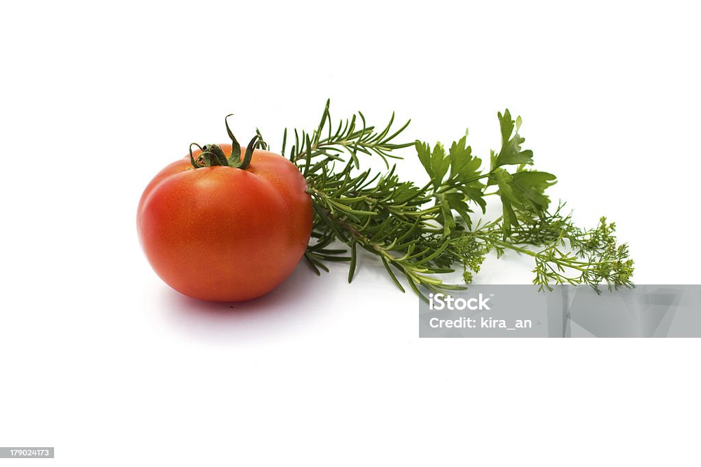 Różnych ziół i pomidorów na białym tle - Zbiór zdjęć royalty-free (Aranżacja)