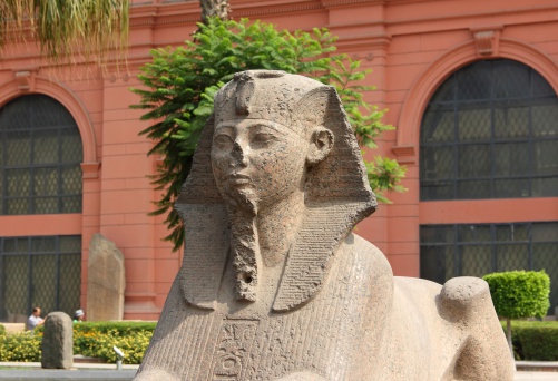 Sphinx at the Egyptian Museum, in front of Tahrir Square.