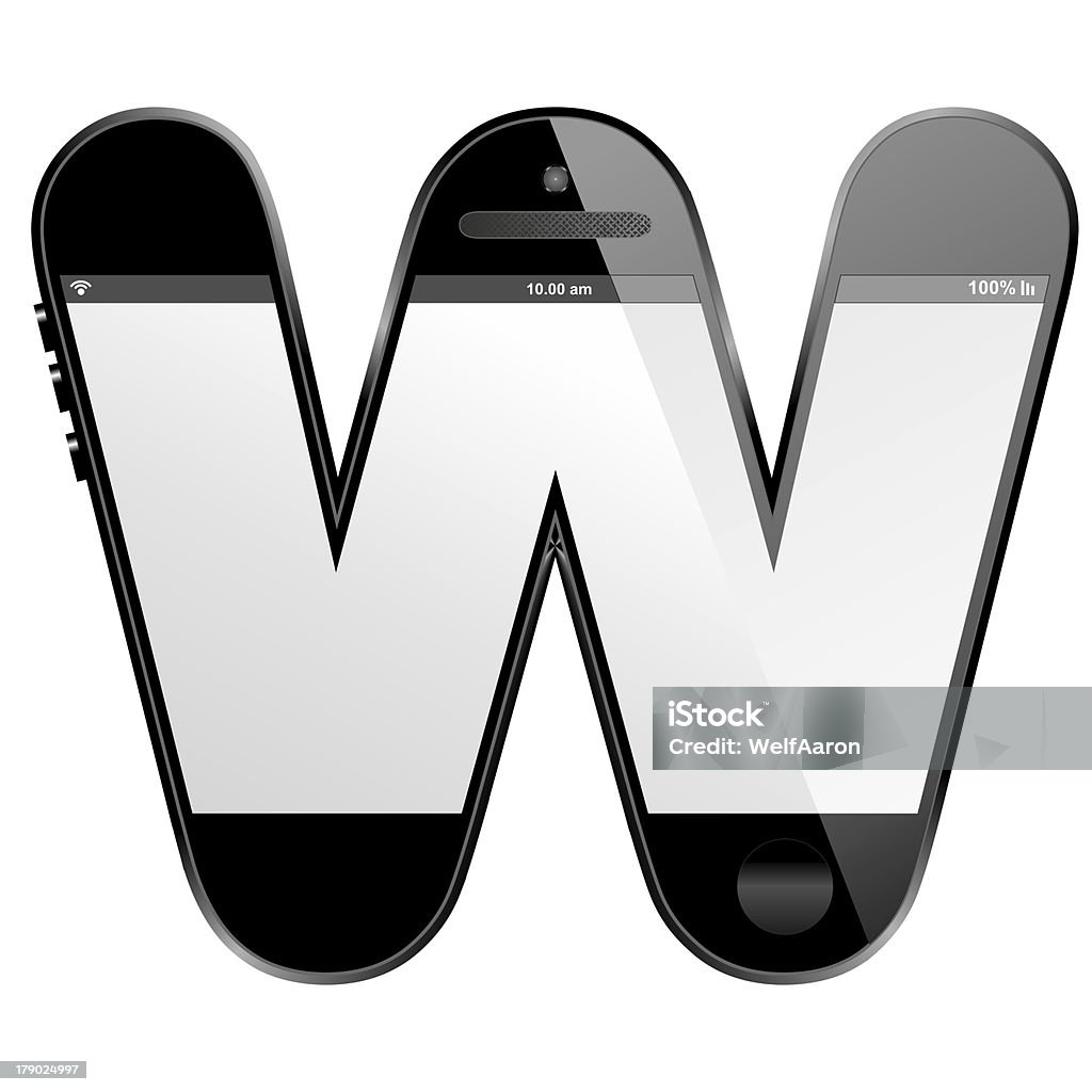 smart phone a forma di progettazione di alfabeto Lettera W - Foto stock royalty-free di Alfabeto