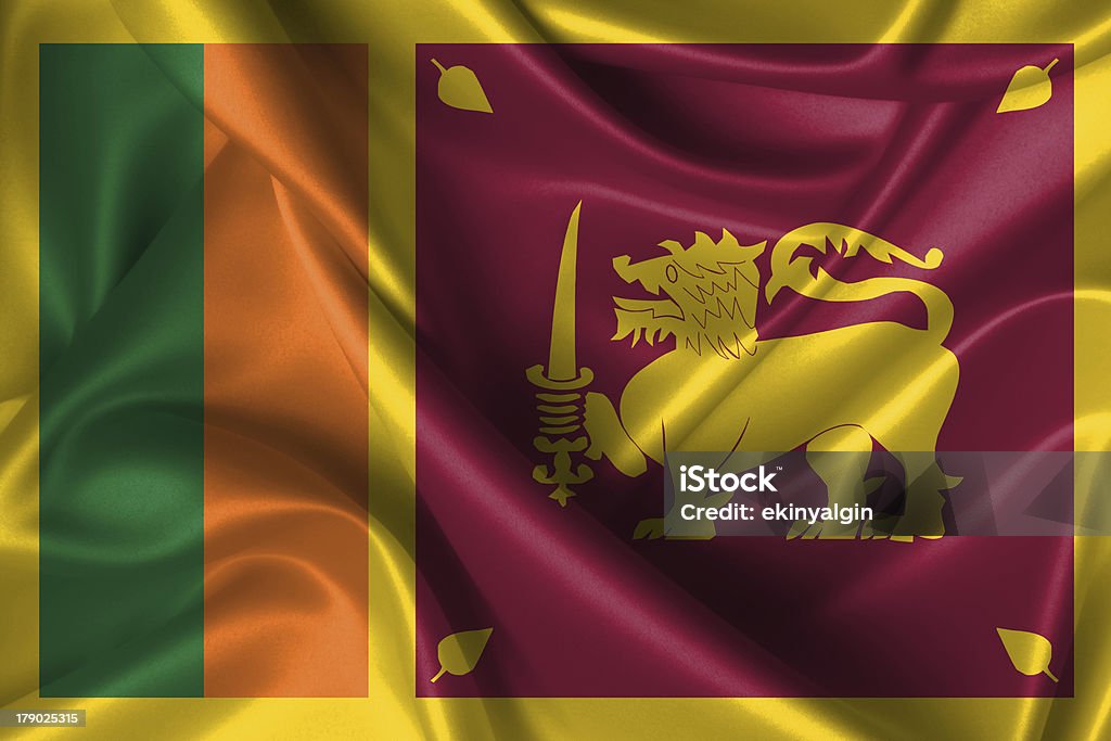 Falująca Flaga Sri Lanka - Zbiór zdjęć royalty-free (Aksamit)