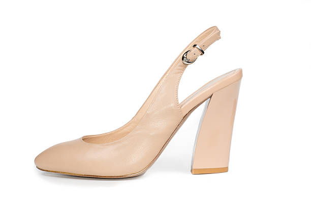 istock Womans beige leather slingback court shoe 179025691