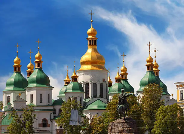 Golden domes of Saint Sophia Cathedral in Kiev, Ukraine