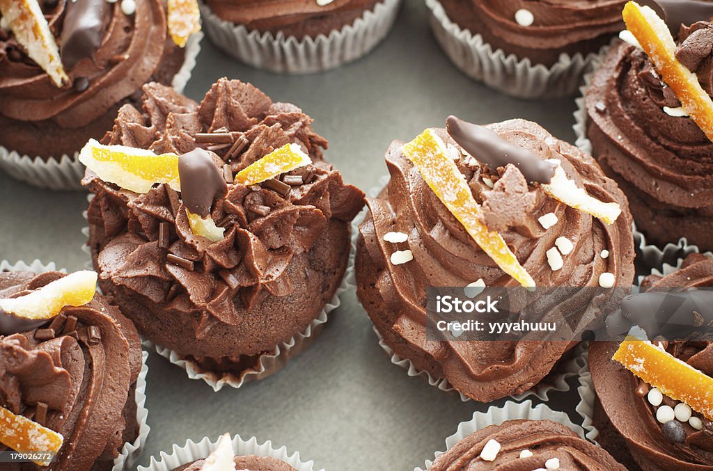Cupcake Schokolade und orange - Lizenzfrei Abnehmen Stock-Foto
