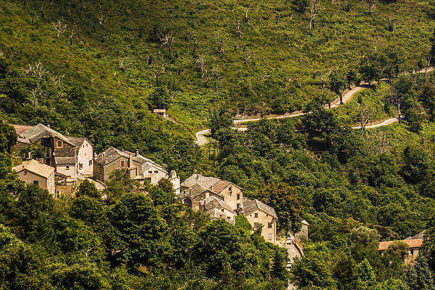 Mountain village, Corsica stock photo