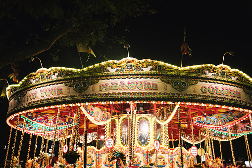 Carousel at night on Christmas market |  London Waterloo | Nov 10, 2023 Christmas Market.