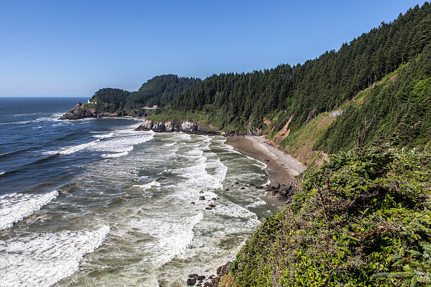 Oregon coast shoreline stock photo