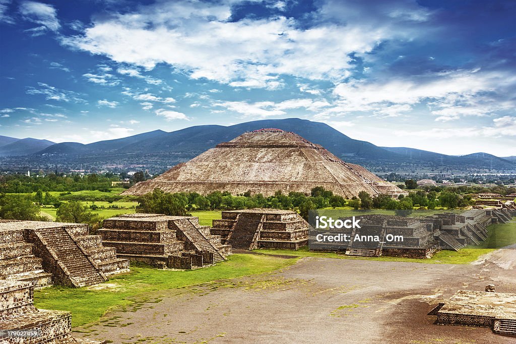 Pyramids of Mexico Pyramids of the Sun and Moon on the Avenue of the Dead, Teotihuacan ancient historic cultural city, old ruins of Aztec civilization, Mexico, North America, world travel Teotihuacan Stock Photo