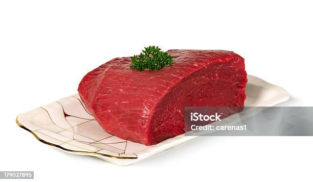 Raw Sliced Meat On Plate Stock Photo - Download Image Now - Animal Muscle, Barbecue - Meal, Beef