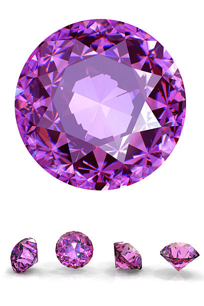 collection of round amethyst. Gemstone stock photo