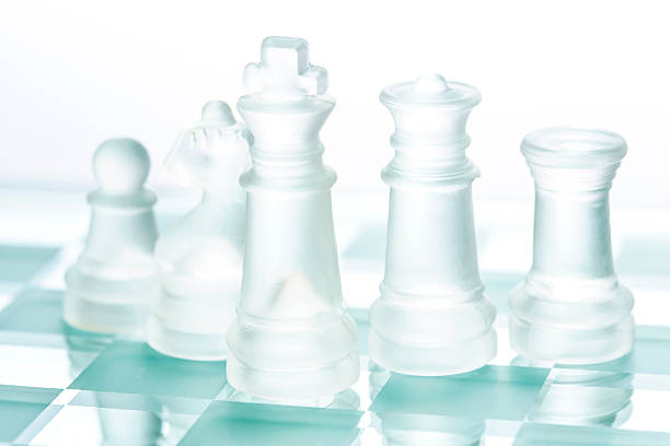 istock Transparent glass chess isolated on white 179028424
