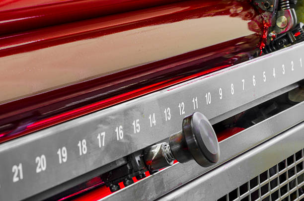 istock red, magenda ink color drum of web set print machine 179028726