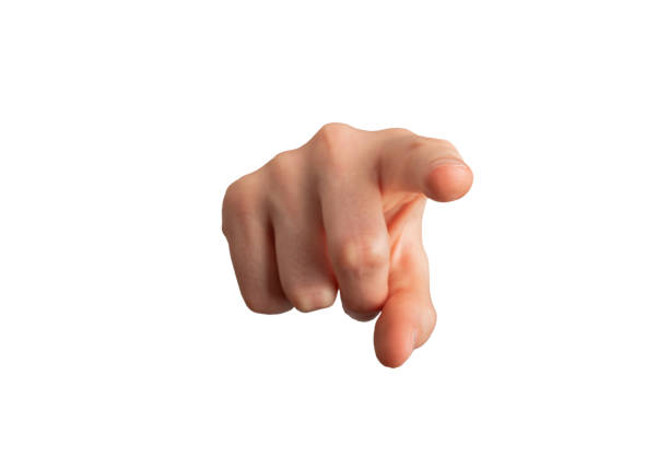 istock Index finger pointing at you, in front direction isolated on white 1790297149
