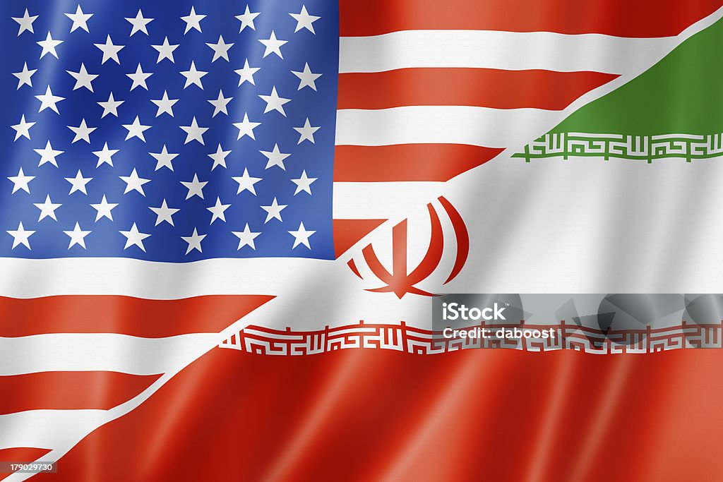 USA Flagge und Iran - Lizenzfrei Amerikanische Flagge Stock-Foto