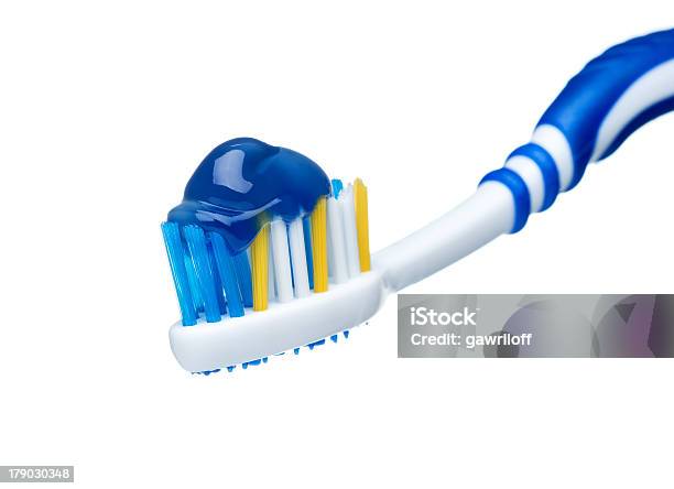 Foto de Blue Escova De Dentes Com Pasta De Dentes e mais fotos de stock de Acordar - Acordar, Artigos de Toucador, Azul