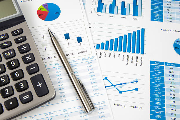 istock Financial paper charts and graphs 179031199