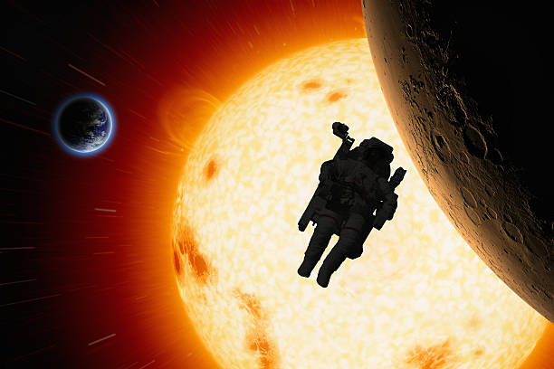 istock Silhouette of an astronaut before a blazing object in space 179031657