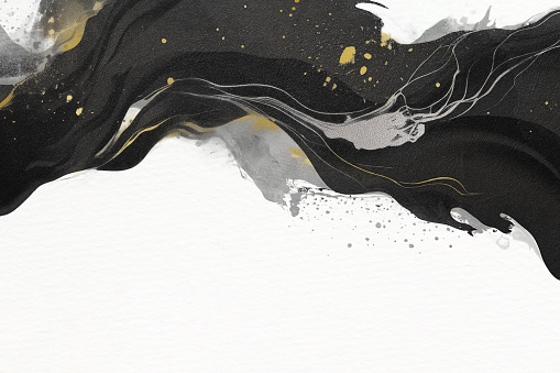 Ink painting Texture. Texture arrangement. Ink and gold design. Ink art background. Abstract and modern brush art. Logo . Wall art. Posters. Business cards. Wallpaper.