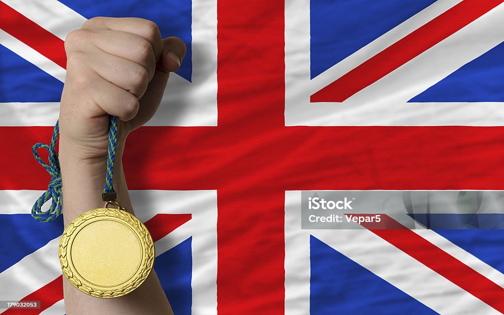 Goldmedaille für sport und Nationalflagge des Vereinigten Königreichs - Lizenzfrei Britische Kultur Stock-Foto