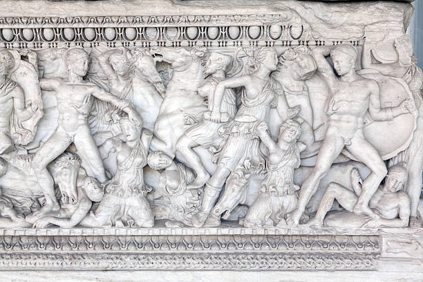 istock Ancient representations of war carved in Greek marble 179032714