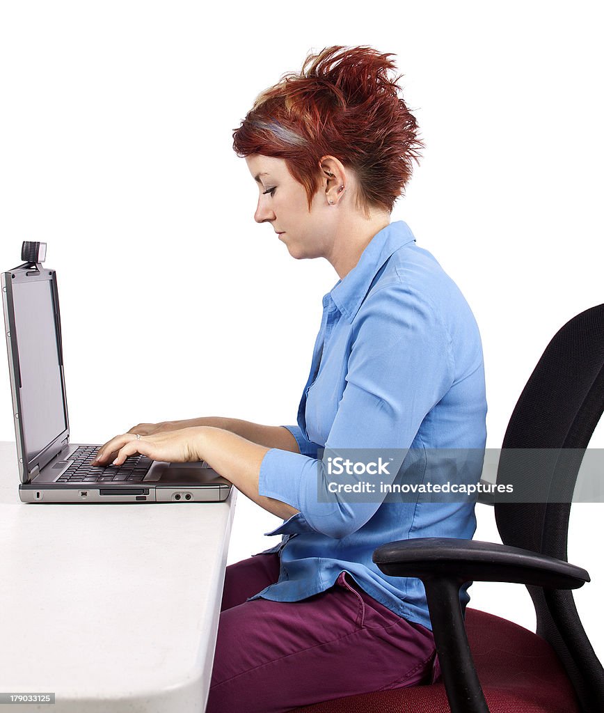 Mulher Trabalhador com Má Postura - Royalty-free Cadeira Foto de stock