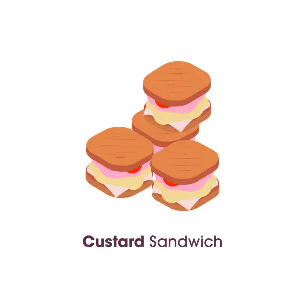 Vector illustration of 3D Isometric Vector Icon - Regional Food - American Food - Three Dimensional - Restaurant - Catering - Party - Thanksgiving - Holiday - Christmas Tradition - Custard Sandwich