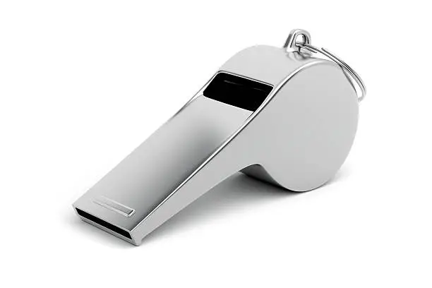 Referee whistle on a white background