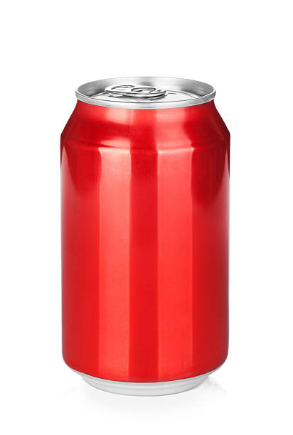 Aluminum can Aluminum red soda can. Isolated on white background soda pop stock pictures, royalty-free photos & images