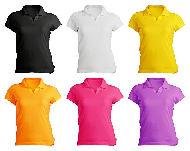 modello di t-shirt polo donna in colori - polo shirt shirt clothing mannequin foto e immagini stock