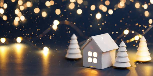 istock Christmas decorations with garland on dark background 1790362175