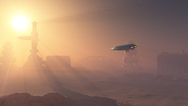 Dusty Landing em Marte Colonial Outpost - foto de acervo