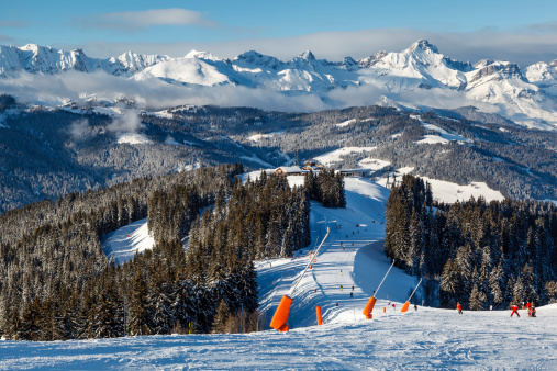 Alpine skiing slopes in Colorado USA