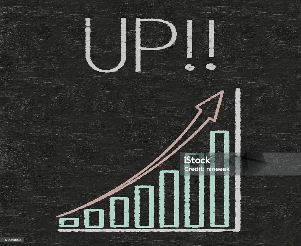 up written on blackboard with chart Black Color Stock Photo