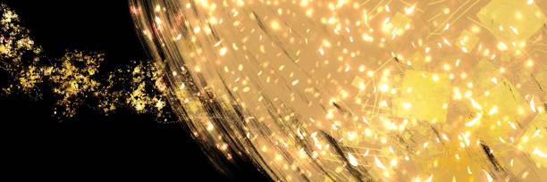 istock Japanese-style background illustration (wide size) with brush-drawn line drawings and shining petals dancing. 1790412364