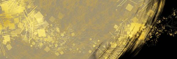 istock Japanese-style background illustration (wide size) with brush-drawn line drawings and shining petals dancing. 1790412893