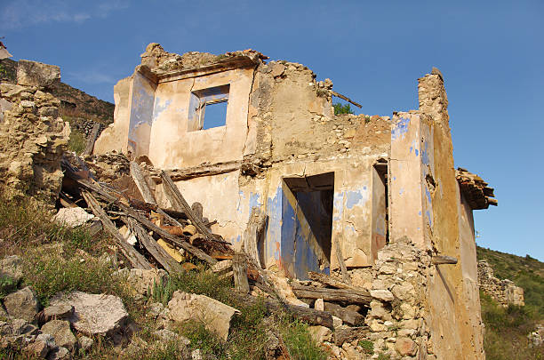 ruined house stock photo