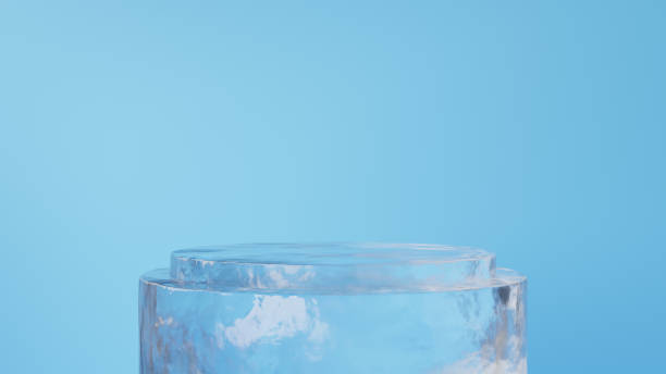 istock 3D Illustration.Circular ice pedestal on light blue background. (horizontal) 1790427723