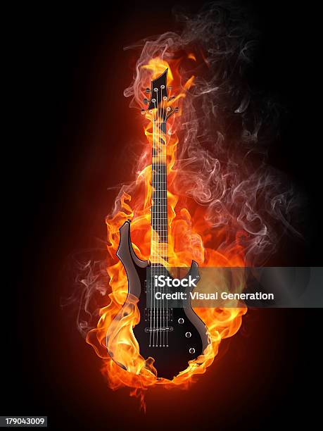 Electric Guitar Stock Photo - Download Image Now - Flame, Guitar, Backgrounds