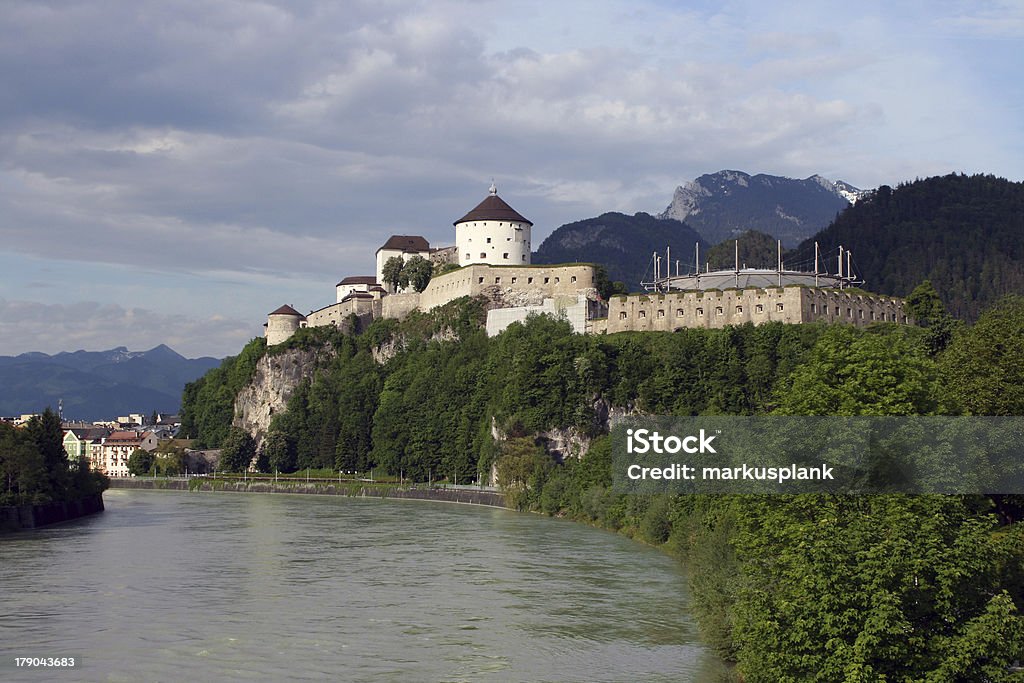 Kufstein Fortress with old town Photographed from the InnbrAcke sAd Austria Stock Photo