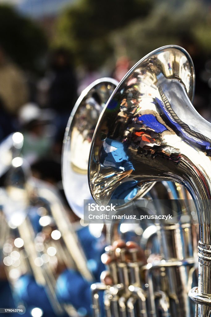 Trombones tocando em uma banda de grande. - Foto de stock de Banda de Marcha royalty-free