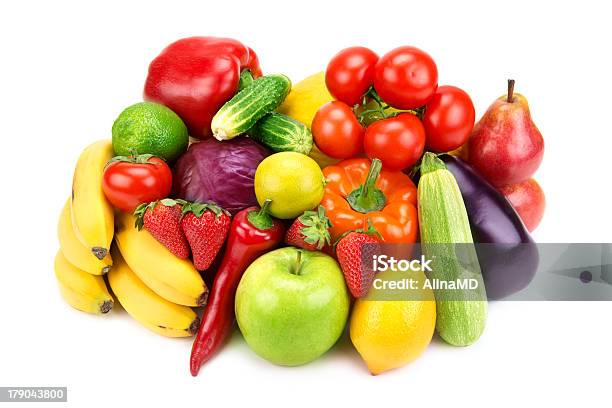 Set Di Frutta E Verdura - Fotografie stock e altre immagini di Agricoltura - Agricoltura, Agrume, Alimentazione sana