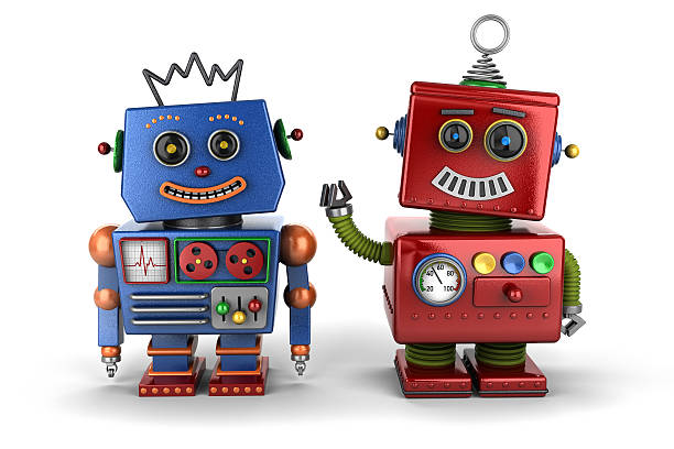 Toy robot buddies stock photo