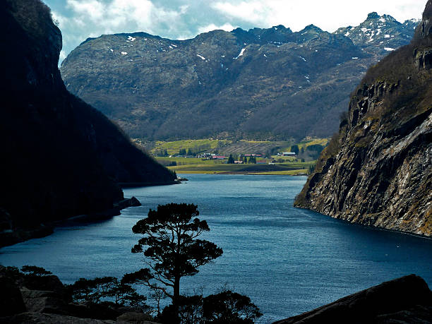 deep valley in norway stock photo