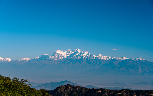 Landscape view of Mount Manaslu range in Nepal,