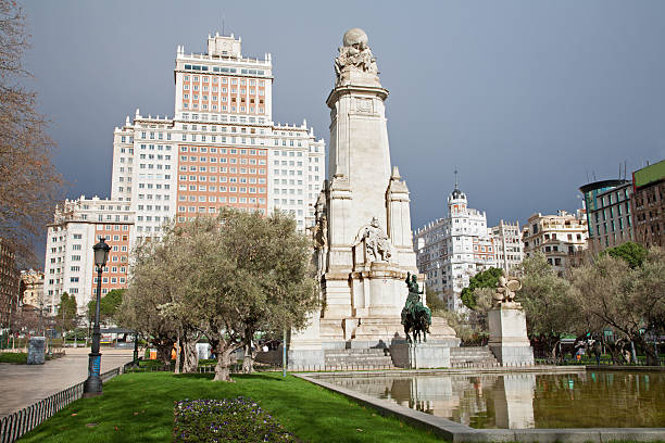 istock Madrid -   Cervantes monument on Plaza Espana 179045098