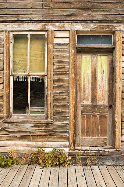 istock Weathered Ghost Town Cabin Door and Window 179045143