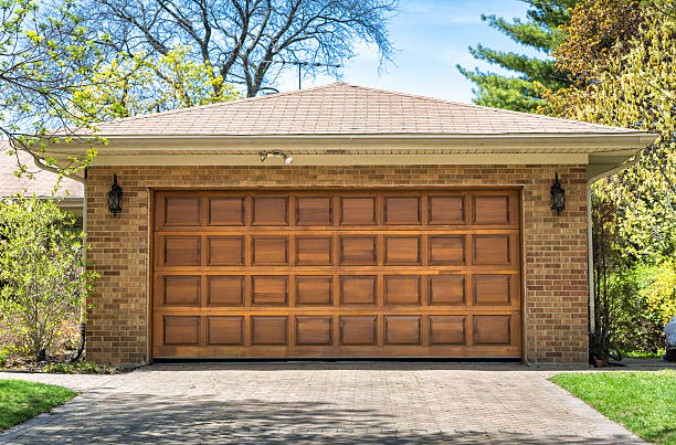 istock Two car wooden garage 179045213