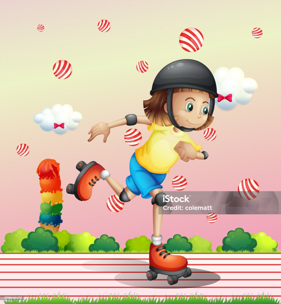 Fille avec un rollerskate - clipart vectoriel de Adolescent libre de droits