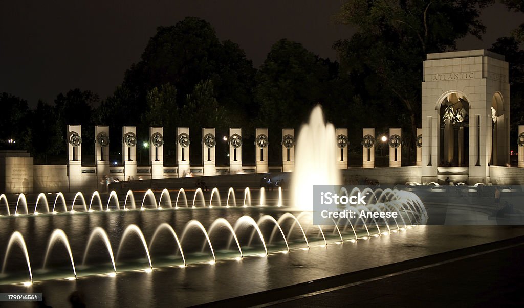 World War Two (WWII) Memorial at night World War Two (WWII) Memorial at night in Washington DC (District of Columbia) National World War II Memorial Stock Photo